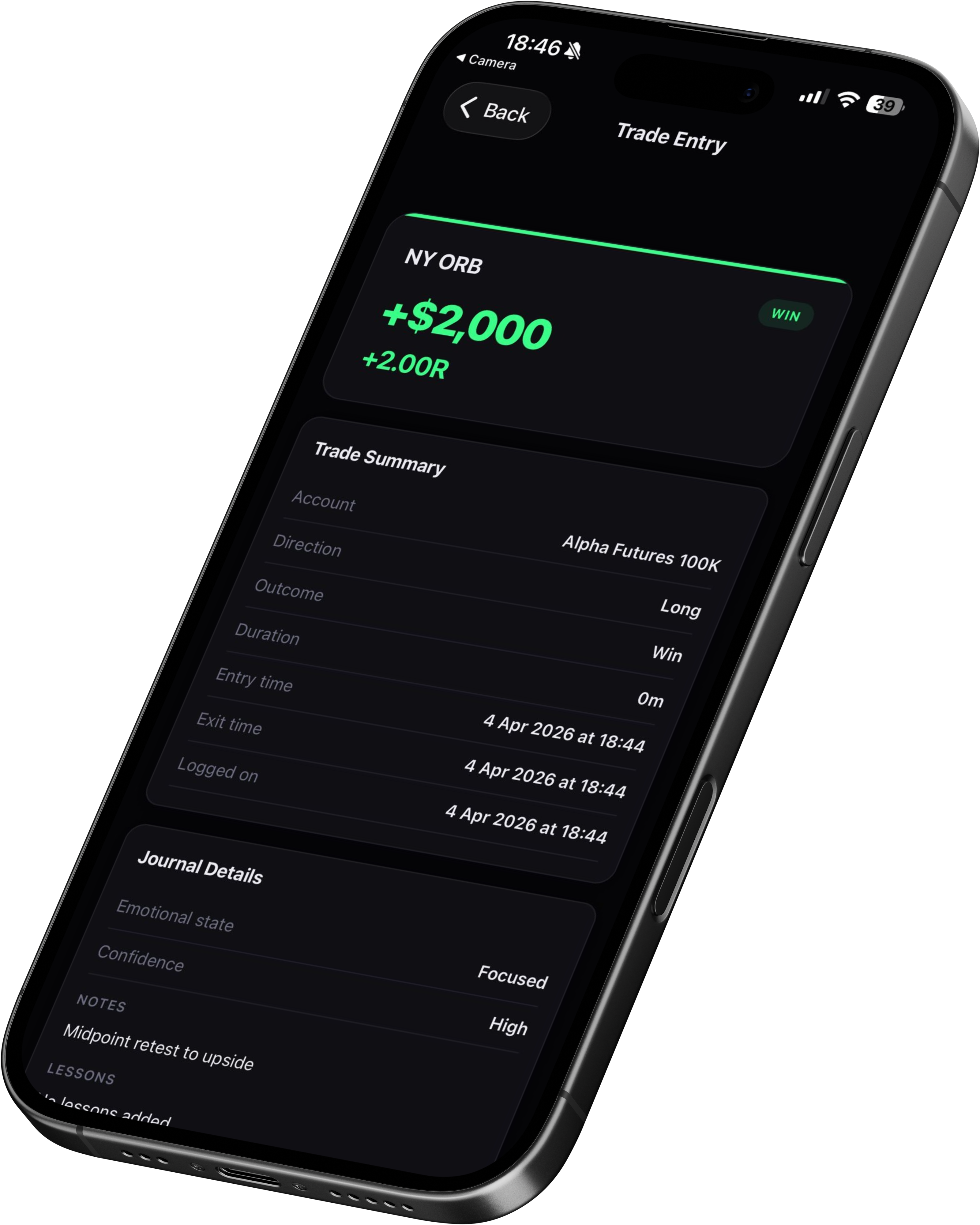 Journal screen preview