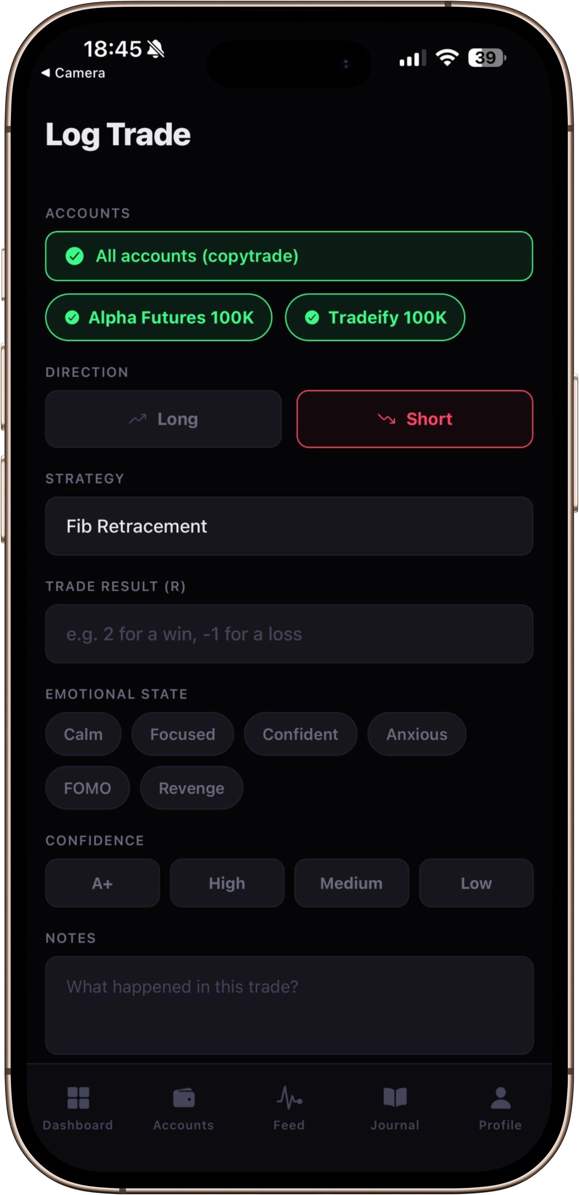 Log trade preview