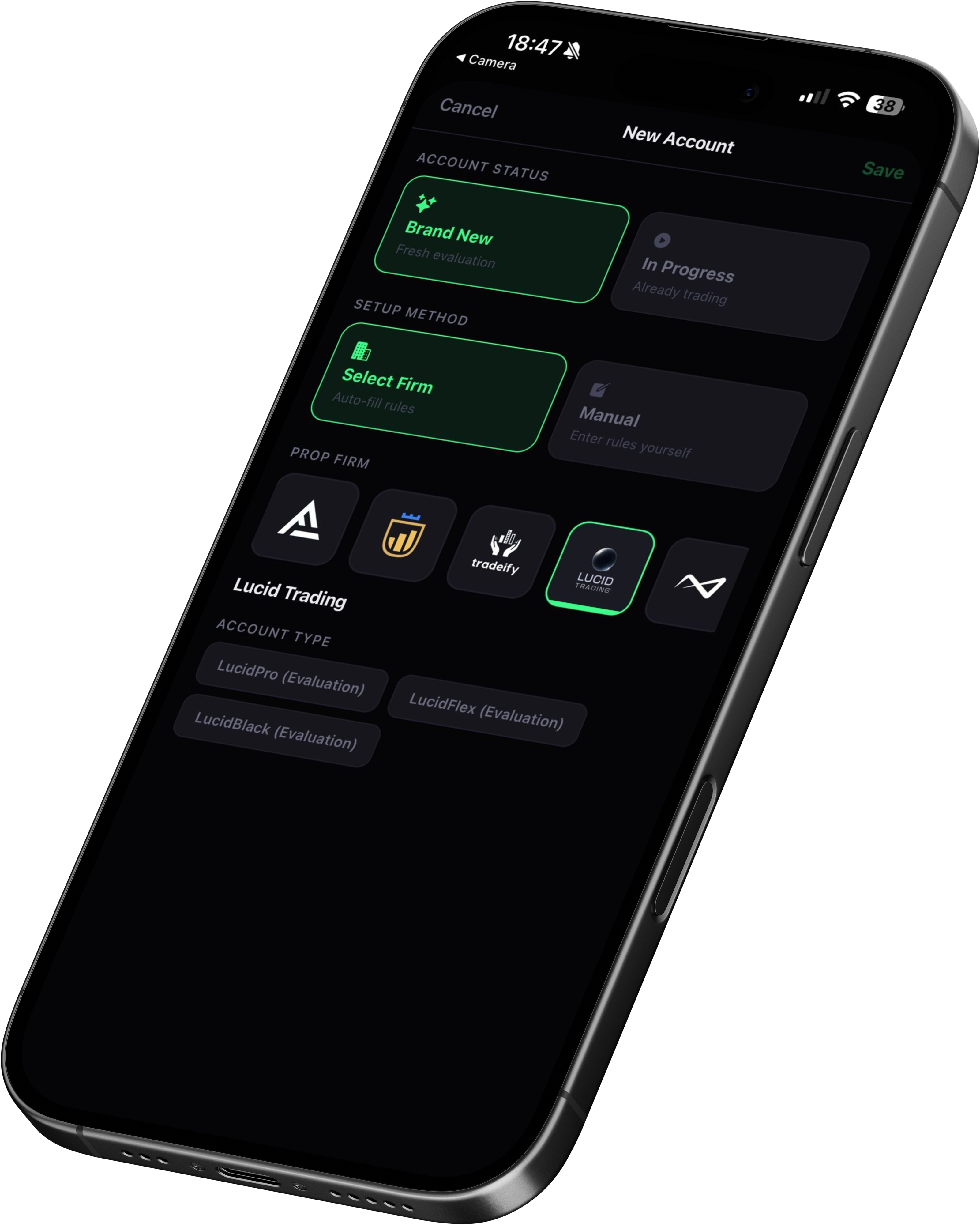 Prop firm selector preview